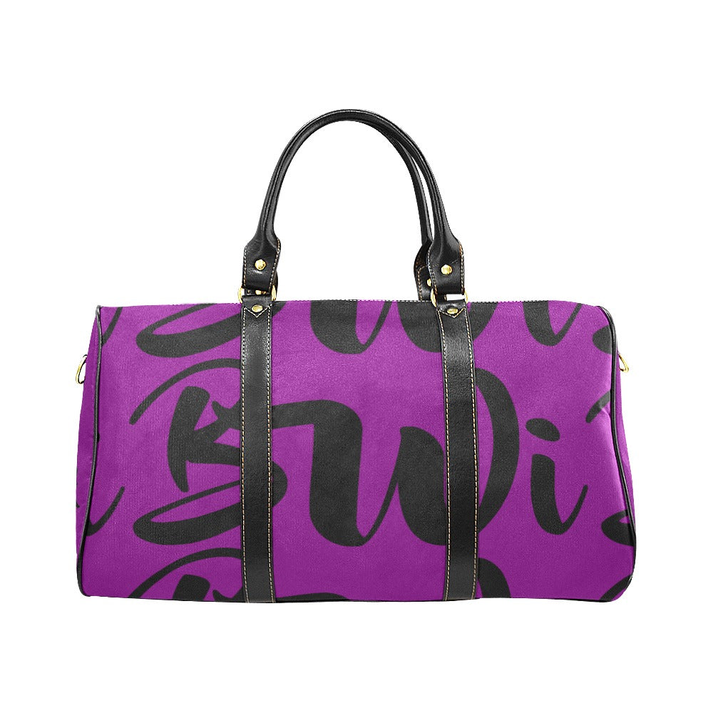 BWI: Luxury Travel Bag: Purple w/ Black Font Large Travel Bag New Waterproof Travel Bag/Large New Waterproof Travel Bag/Large (Model 1639)