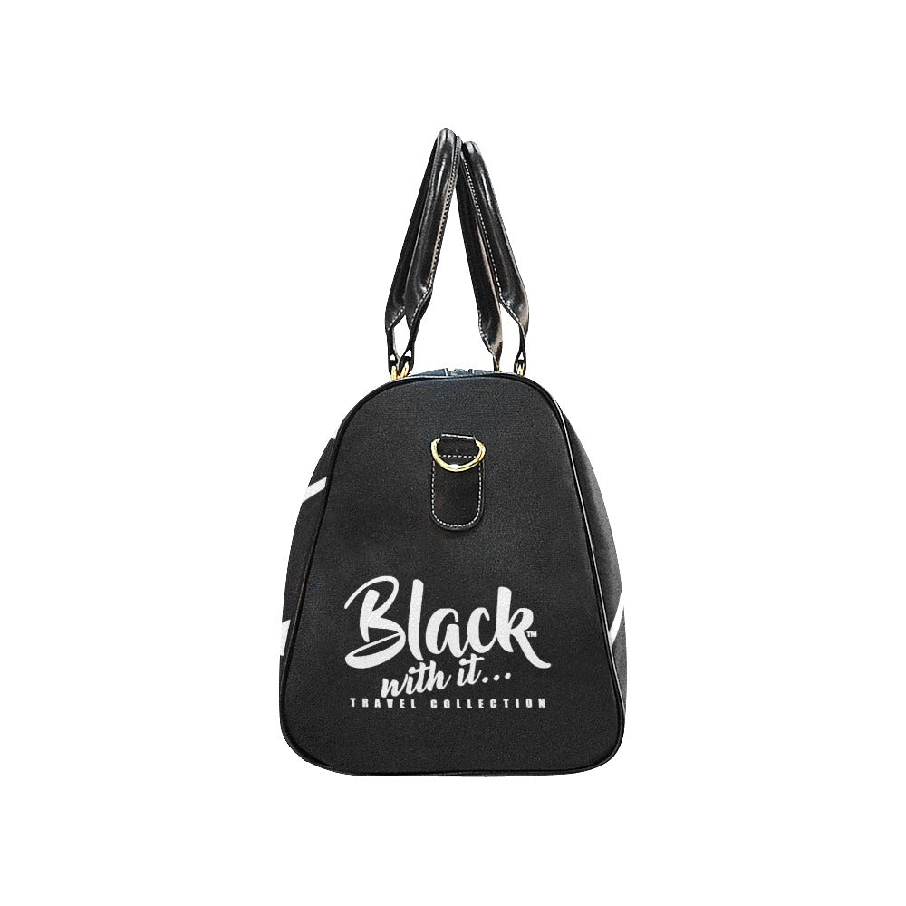 BWI: Luxury Travel Bag: Black w/ White Font Large Travel Bag New Waterproof Travel Bag/Large (Model 1639)