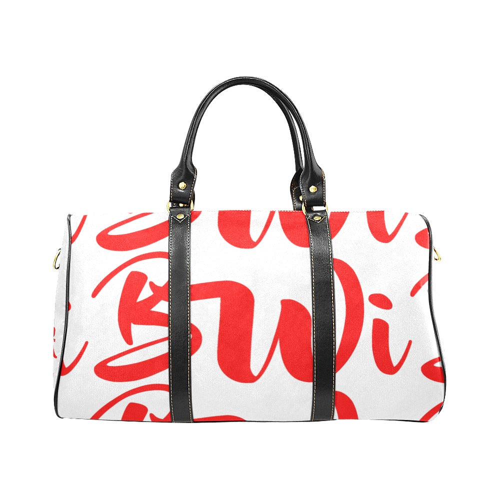 BWI: Luxury Travel Bag: White w/ Red Font Large Travel Bag New Waterproof Travel Bag/Large (Model 1639)