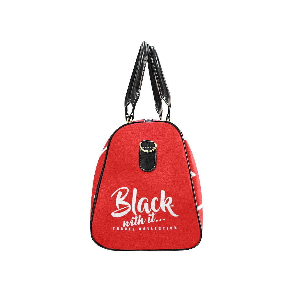 BWI: Luxury Travel Bag: Red w/ White Font Large Travel Bag New Waterproof Travel Bag/Large (Model 1639)
