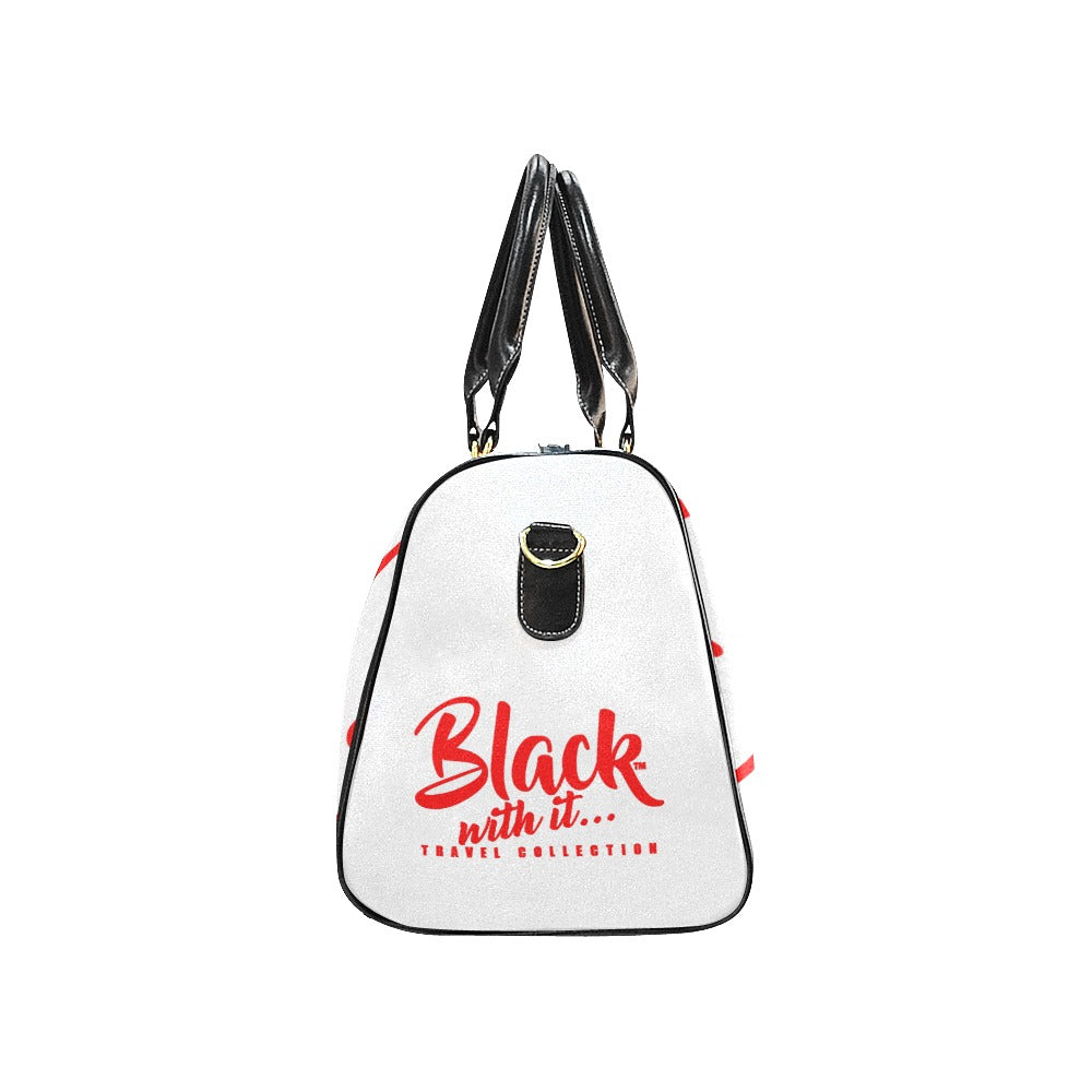 BWI: Luxury Travel Bag: White w/ Red Font Large Travel Bag New Waterproof Travel Bag/Large (Model 1639)