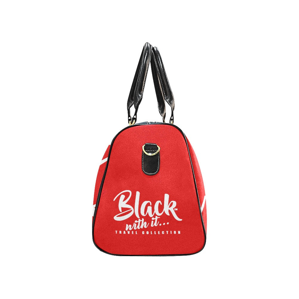 BWI: Luxury Travel Bag: Red w/ White Font Large Travel Bag New Waterproof Travel Bag/Large (Model 1639)