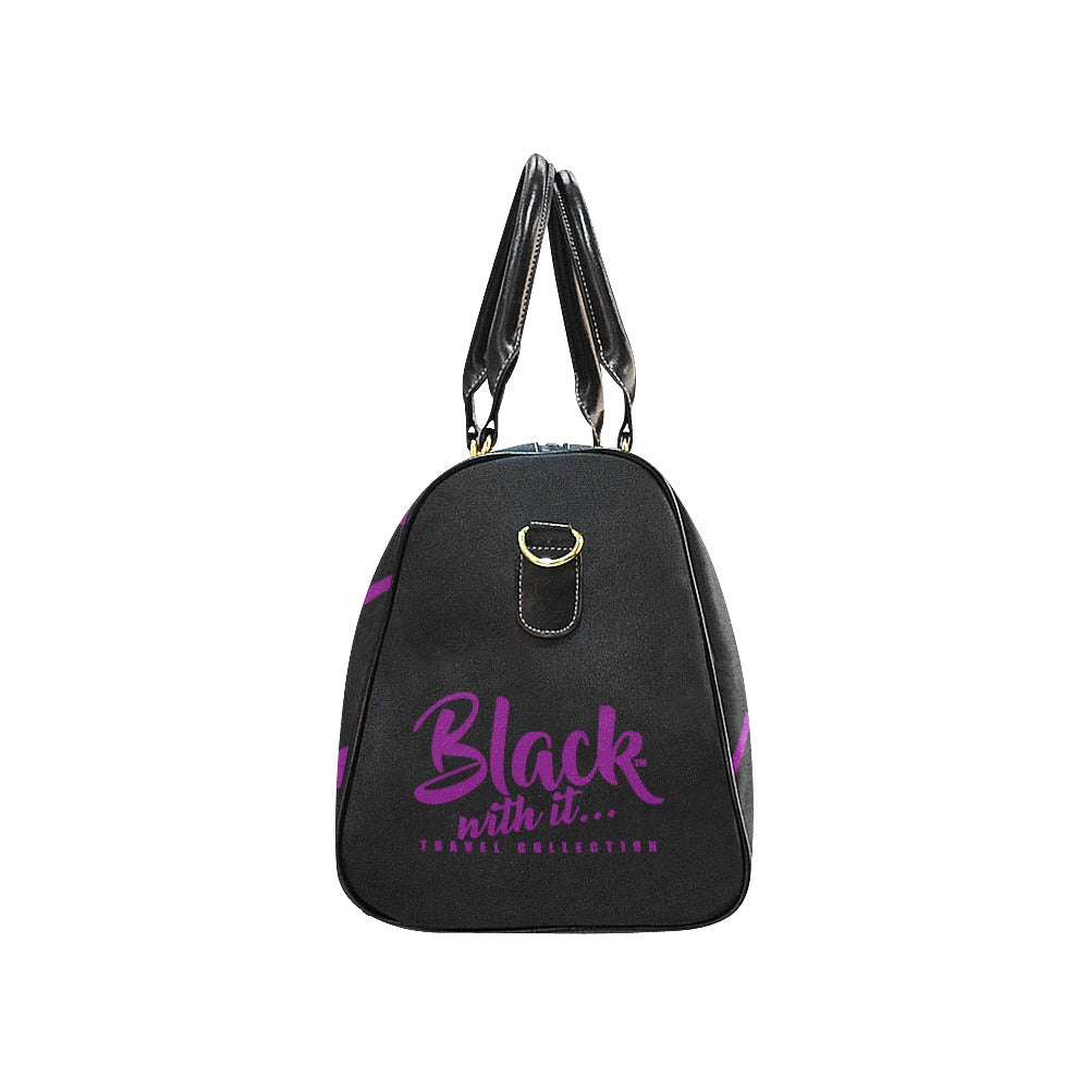 BWI: Luxury Travel Bag: Black w/ Purple Font Large Travel Bag New Waterproof Travel Bag/Large (Model 1639)