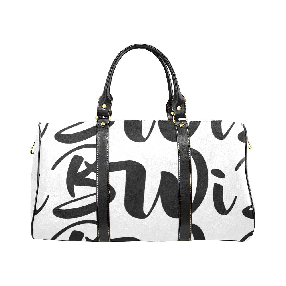 BWI: Luxury Travel Bag: White w/ Black Font Large Travel Bag New Waterproof Travel Bag/Large (Model 1639)