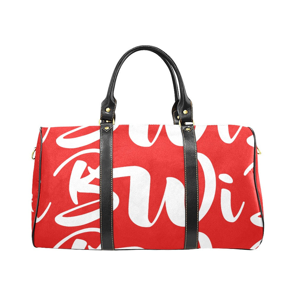 BWI: Luxury Travel Bag: Red w/ White Font Large Travel Bag New Waterproof Travel Bag/Large (Model 1639)