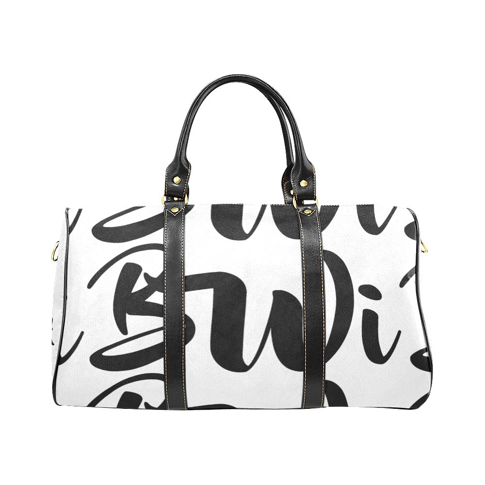 BWI: Luxury Travel Bag: White w/ Black Font Large Travel Bag New Waterproof Travel Bag/Large (Model 1639)