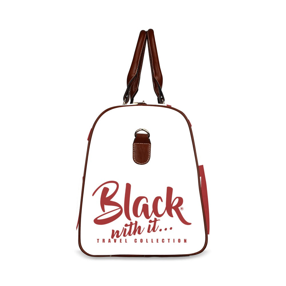 BWI: Luxury Travel Bag: Maroon w/ White Font Waterproof Travel Bag/Large (Model 1639)