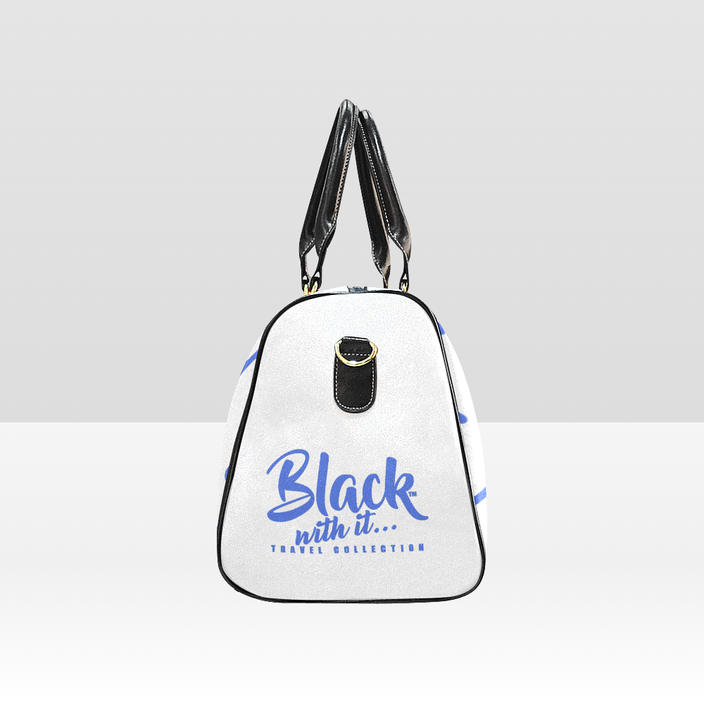 BWI: Luxury Travel Bag: White w/ Royal Blue Font Large Travel Bag New Waterproof /Large (Model 1639)