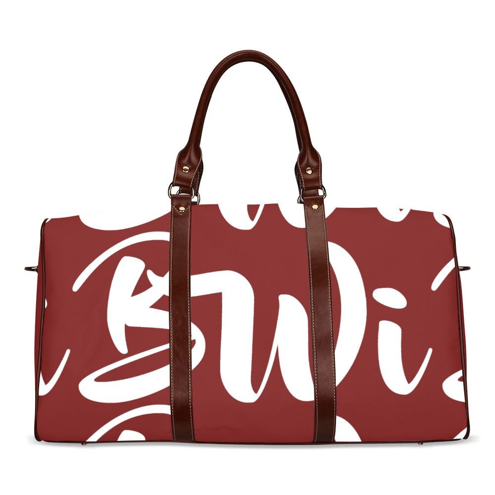 BWI: Luxury Travel Bag: Maroon w/ White Font Waterproof Travel Bag/Large (Model 1639)