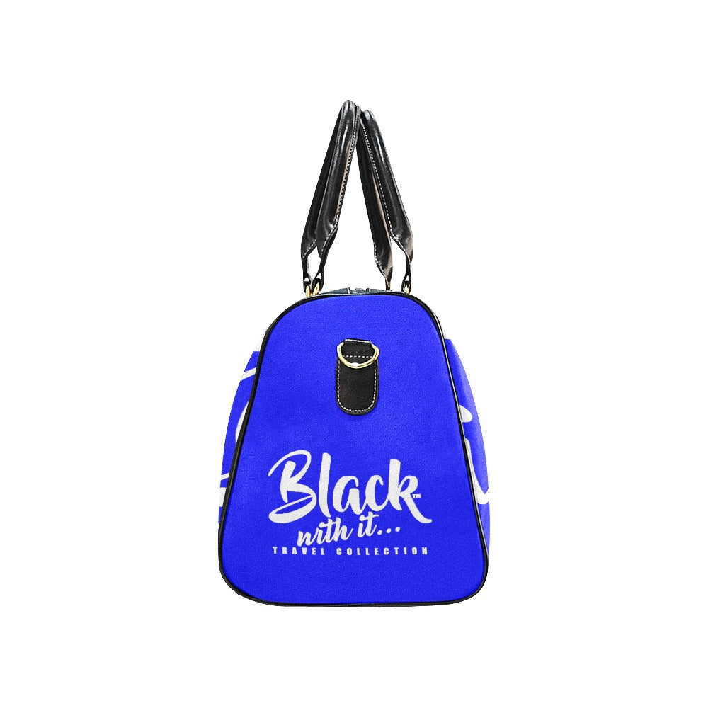 BWI: Luxury Travel Bag: Blue w/ White Font Large Travel Bag New Waterproof Travel Bag/Large (Model 1639)