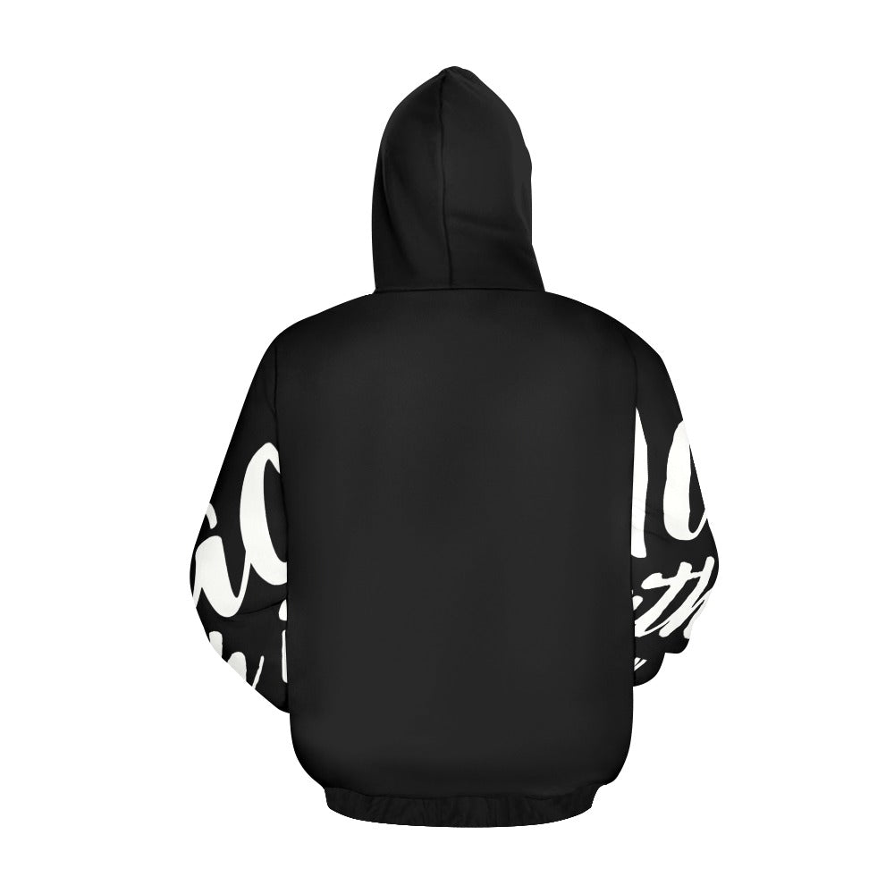 BWI Black Hoodie White Font All Over Print Hoodie - Unisex