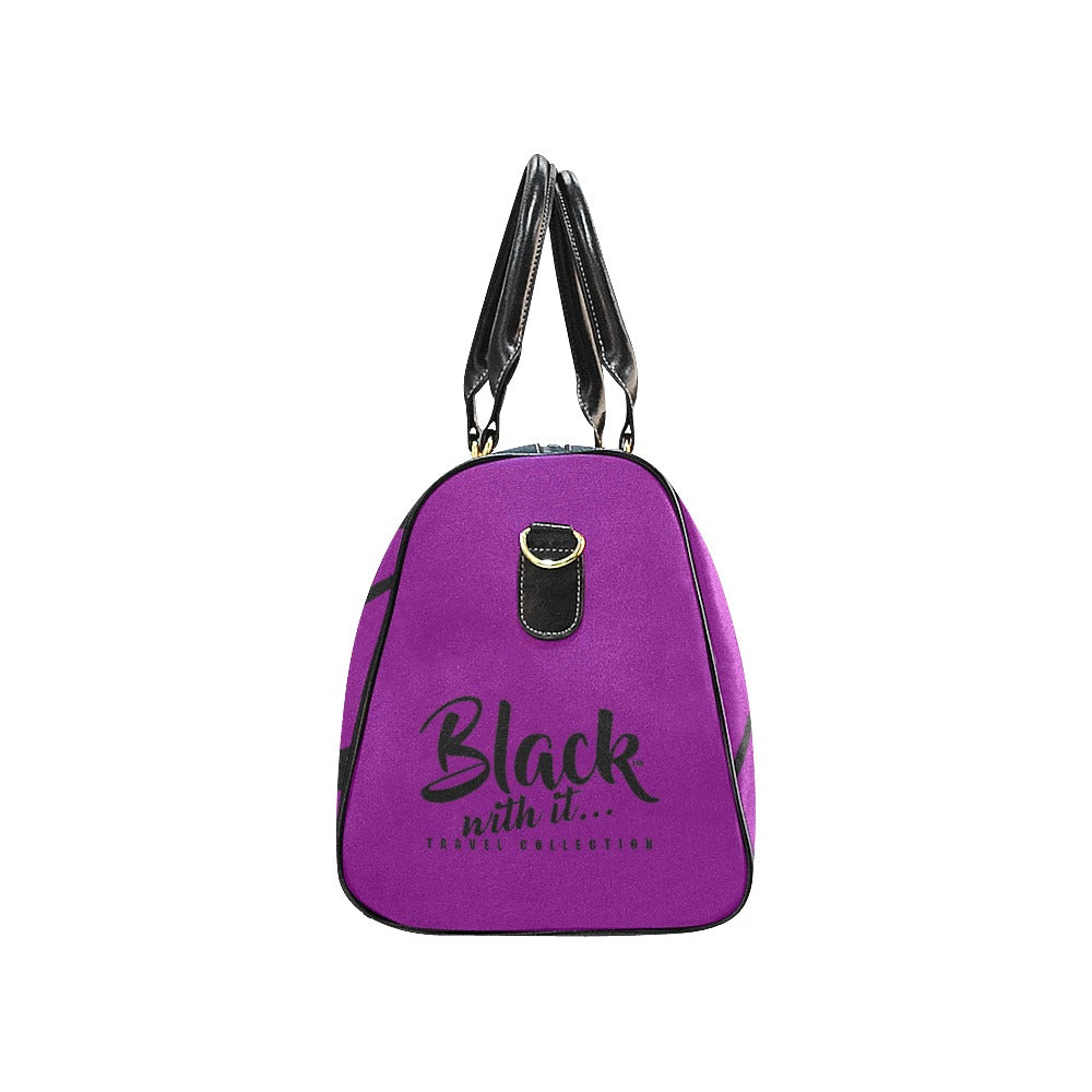BWI: Luxury Travel Bag: Purple w/ Black Font Large Travel Bag New Waterproof Travel Bag/Large New Waterproof Travel Bag/Large (Model 1639)