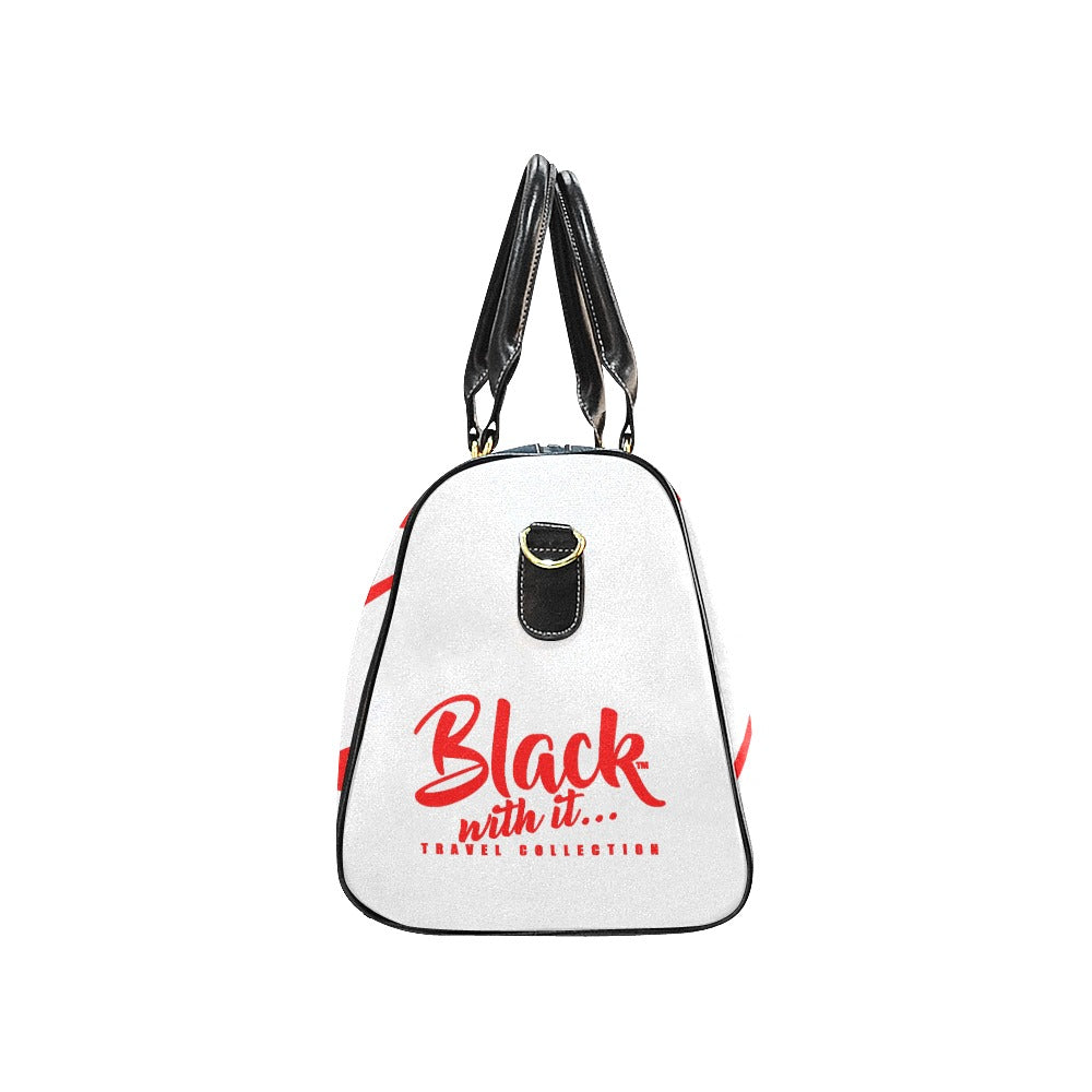 BWI: Luxury Travel Bag: White w/ Red Font Large Travel Bag New Waterproof Travel Bag/Large (Model 1639)