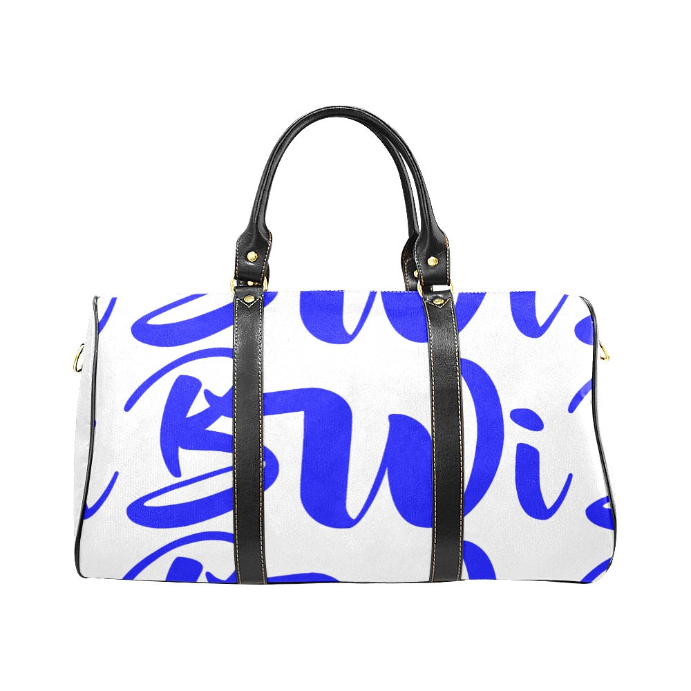 BWI: Luxury Travel Bag: White w/ Blue Font Large Travel Bag New Waterproof Travel Bag/Large (Model 1639)