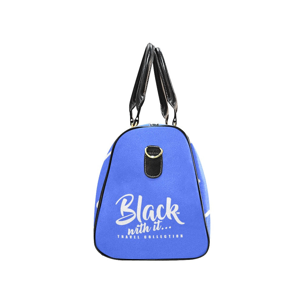 BWI: Luxury Travel Bag: Royal Blue w/ White Font Large Travel Bag New Waterproof Travel Bag/Large (Model 1639)