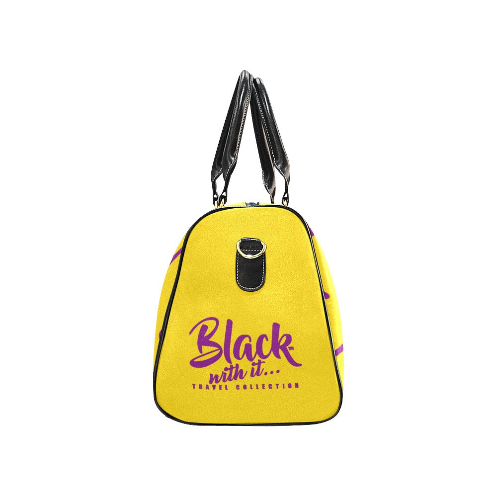 BWI: Luxury Travel Bag: Gold w/ Purple Font Large Travel Bag New Waterproof Travel Bag/Large (Model 1639)