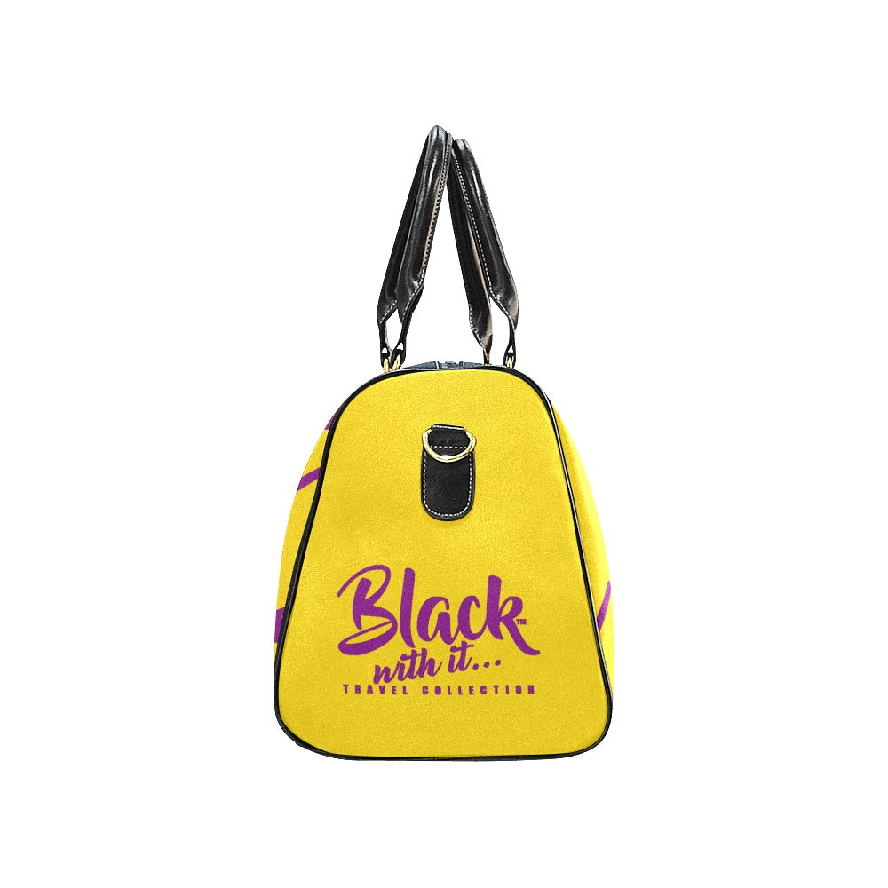 BWI: Luxury Travel Bag: Gold w/ Purple Font Large Travel Bag New Waterproof Travel Bag/Large (Model 1639)