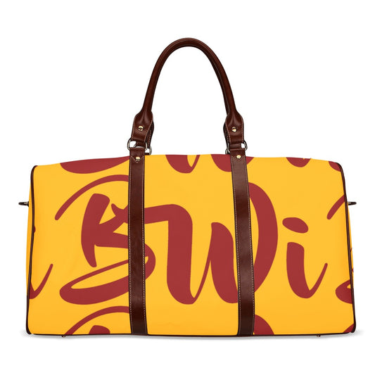 BWI: Luxury Travel Bags: Orange w/ Maroon Font Waterproof Travel Bag/Large (Model 1639)