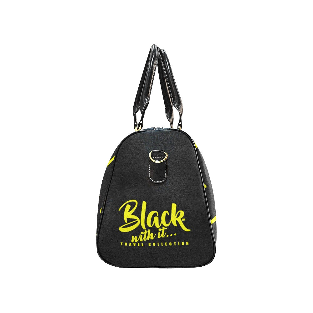 BWI: Luxury Travel Bag: Black w/ Yellow Font Large Travel Bag New Waterproof Travel Bag/Large (Model 1639)