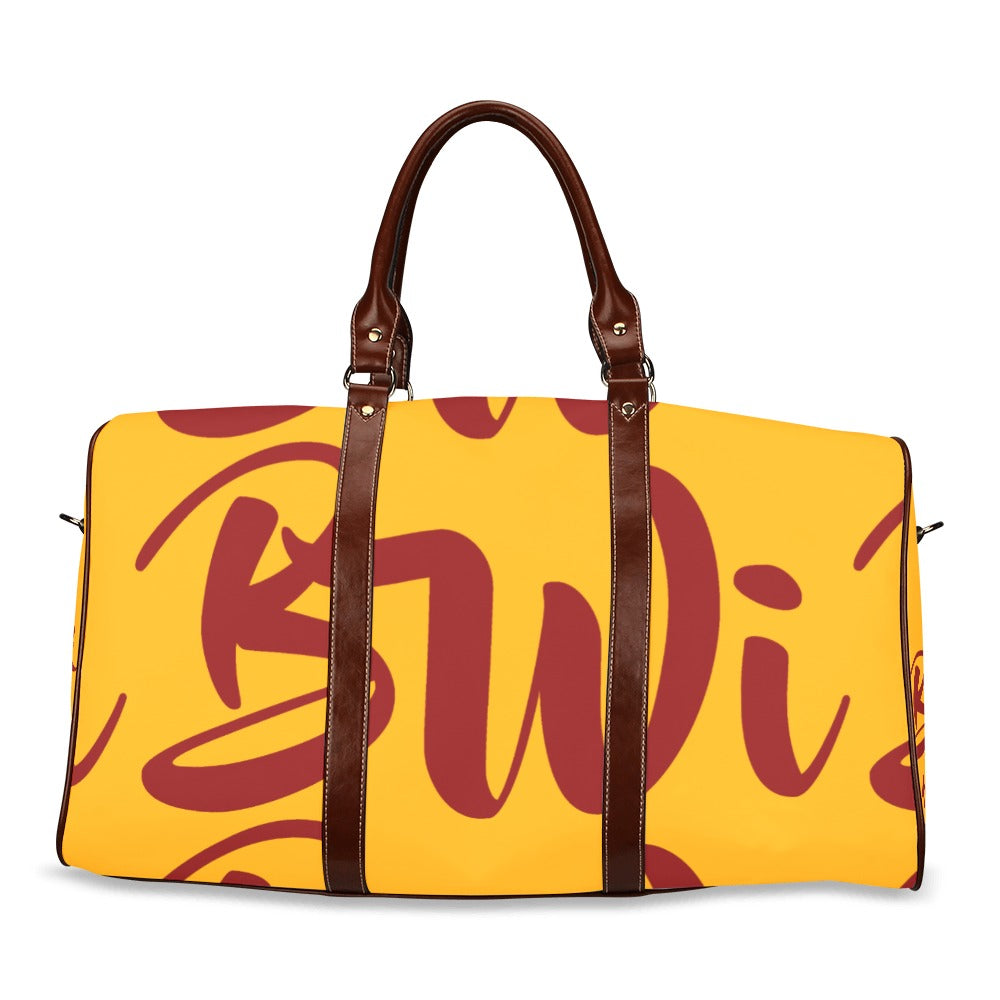 BWI: Luxury Travel Bags: Orange w/ Maroon Font Waterproof Travel Bag/Large (Model 1639)