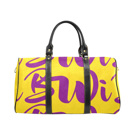 BWI: Luxury Travel Bag: Gold w/ Purple Font Large Travel Bag New Waterproof Travel Bag/Large (Model 1639)