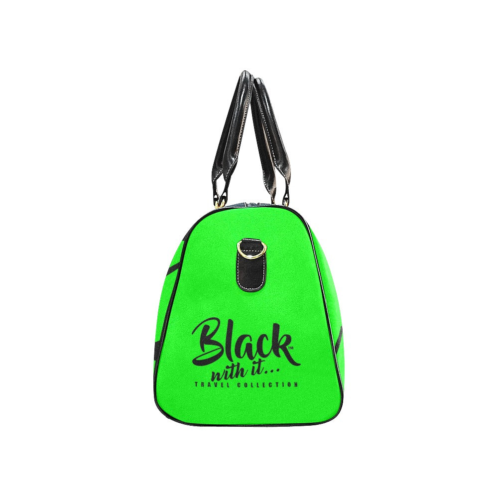 BWI: Luxury Travel Bag: Bright Green and Black / Black Strap New Waterproof Travel Bag/Large (Model 1639)