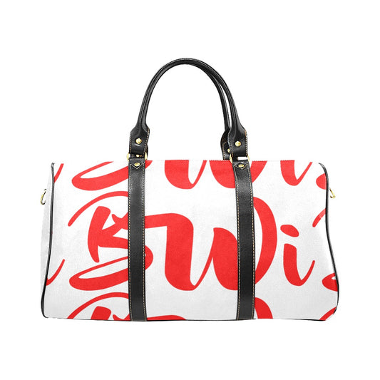 BWI: Luxury Travel Bag: White w/ Red Font Large Travel Bag New Waterproof Travel Bag/Large (Model 1639)