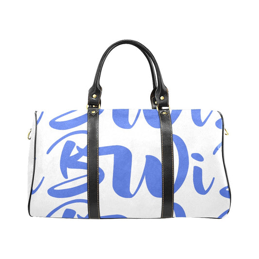 BWI: Luxury Travel Bag: White w/ Royal Blue Font Large Travel Bag New Waterproof Travel Bag/Large (Model 1639)