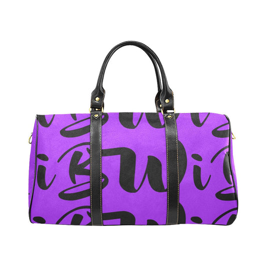 BWI Luxury Travel Bag- Purple w/Black Font - Black Leather Strap/Large (Made To Order)