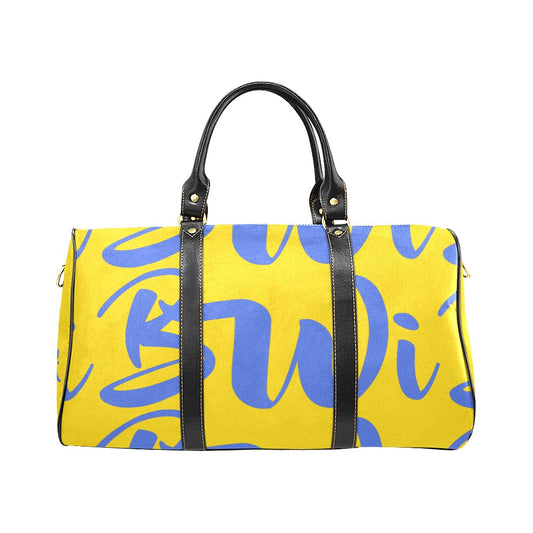 BWI: Luxury Travel Bag: Gold w/ Royal Blue Font Large Travel Bag New Waterproof Travel Bag/Large (Model 1639)