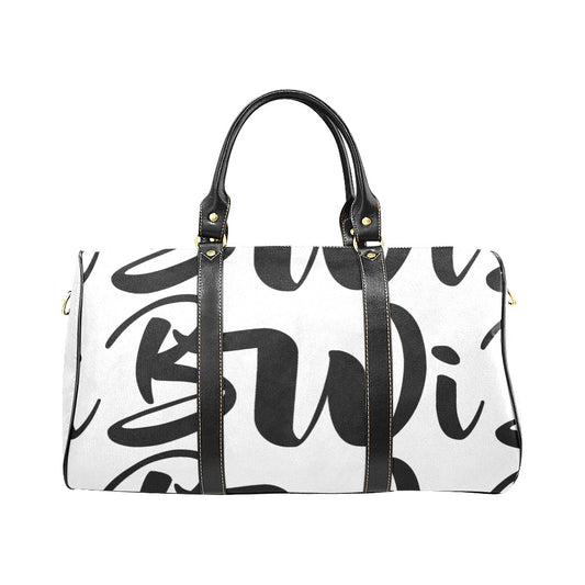 BWI: Luxury Travel Bag: White w/ Black Font Large Travel Bag New Waterproof Travel Bag/Large (Model 1639)