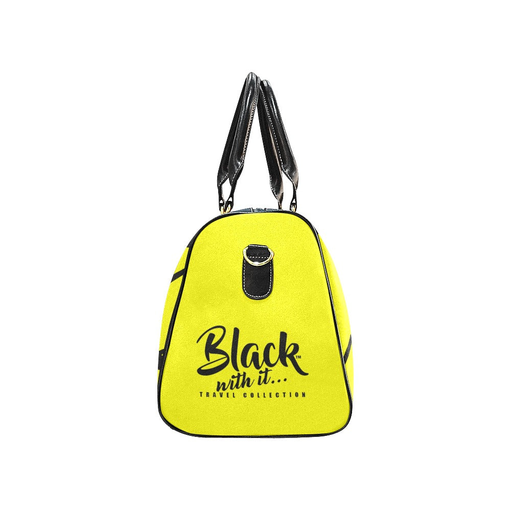 BWI: Luxury Travel Bag: Yellow and Black / Black Strap New Waterproof Travel Bag/Large (Model 1639)