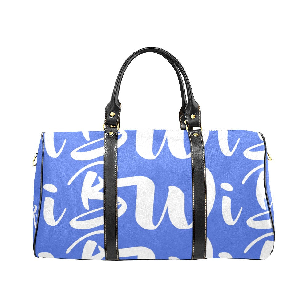 BWI Luxury Travel Bag-Royal Blue w/White Font-Black Leather Straps-/Large (Made To Order))