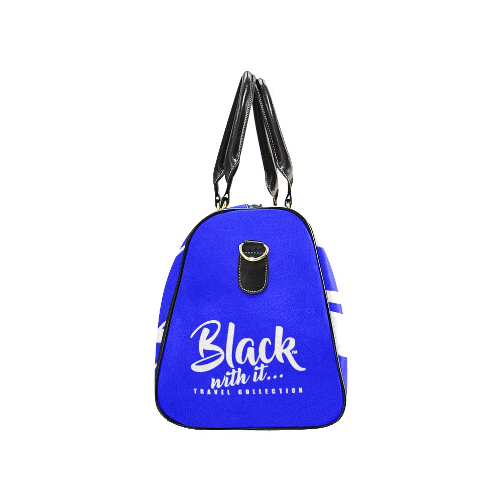 BWI: Luxury Travel Bag: Blue w/ White Font Large Travel Bag New Waterproof Travel Bag/Large (Model 1639)