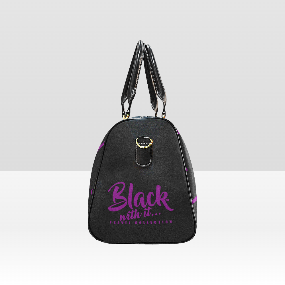 BWI: Luxury Travel Bag: Black w/ Purple Font Large Travel Bag New Waterproof Travel Bag/Large (Model 1639)