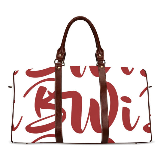 BWI: Luxury Travel Bag: Maroon w/ White Font Waterproof Travel Bag/Large (Model 1639)