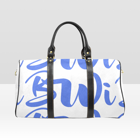 BWI: Luxury Travel Bag: White w/ Royal Blue Font Large Travel Bag New Waterproof /Large (Model 1639)