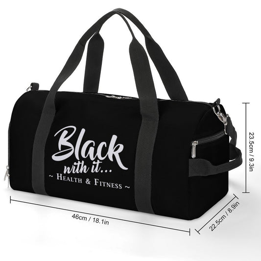 BWI: Health and Fitness Gym Bag - Black w/ White Font
