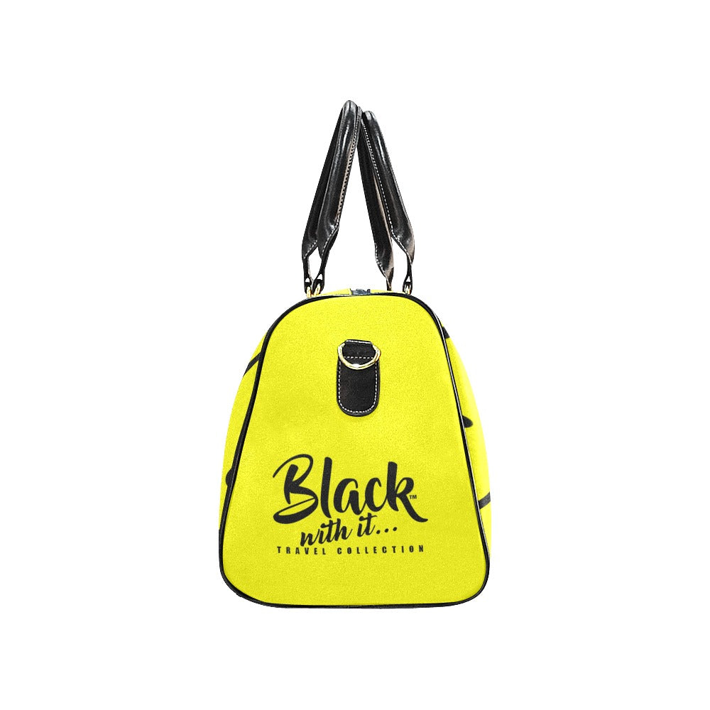 BWI: Luxury Travel Bag: Yellow and Black / Black Strap New Waterproof Travel Bag/Large (Model 1639)