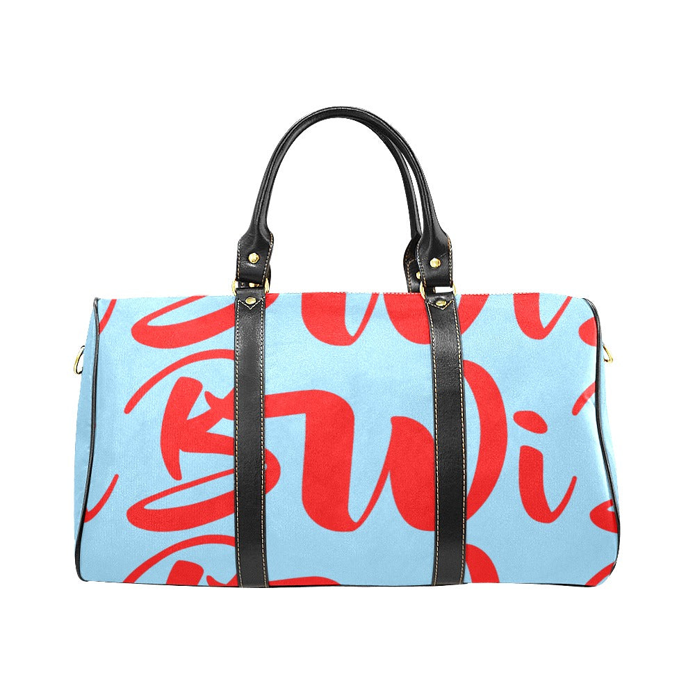 BWI: Luxury Travel Bags: Columbia Blue w/ Red Font Waterproof Travel Bag/Large (Model 1639) New Waterproof Travel Bag/Large (Model 1639)