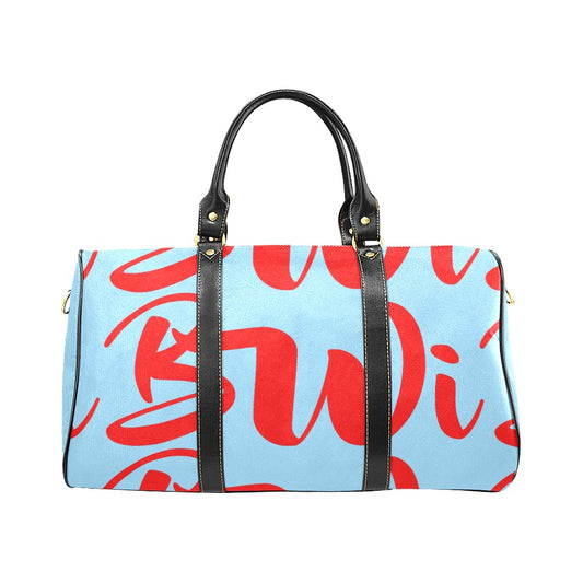 BWI: Luxury Travel Bags: Columbia Blue w/ Red Font Waterproof Travel Bag/Large (Model 1639) New Waterproof Travel Bag/Large (Model 1639)