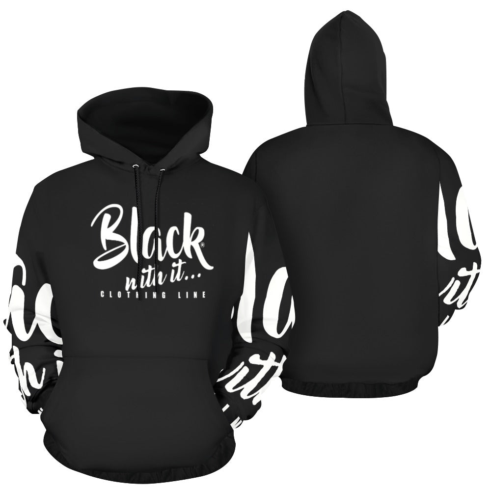 BWI Black Hoodie White Font All Over Print Hoodie - Unisex – BLACK WITH IT™