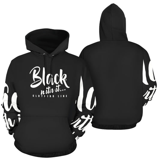 BWI Black Hoodie White Font All Over Print Hoodie - Unisex