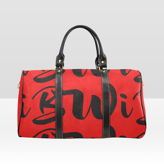 BWI Luxury Travel Bag-Red w/ Black Font-Black Strap/Large(Made To Order)