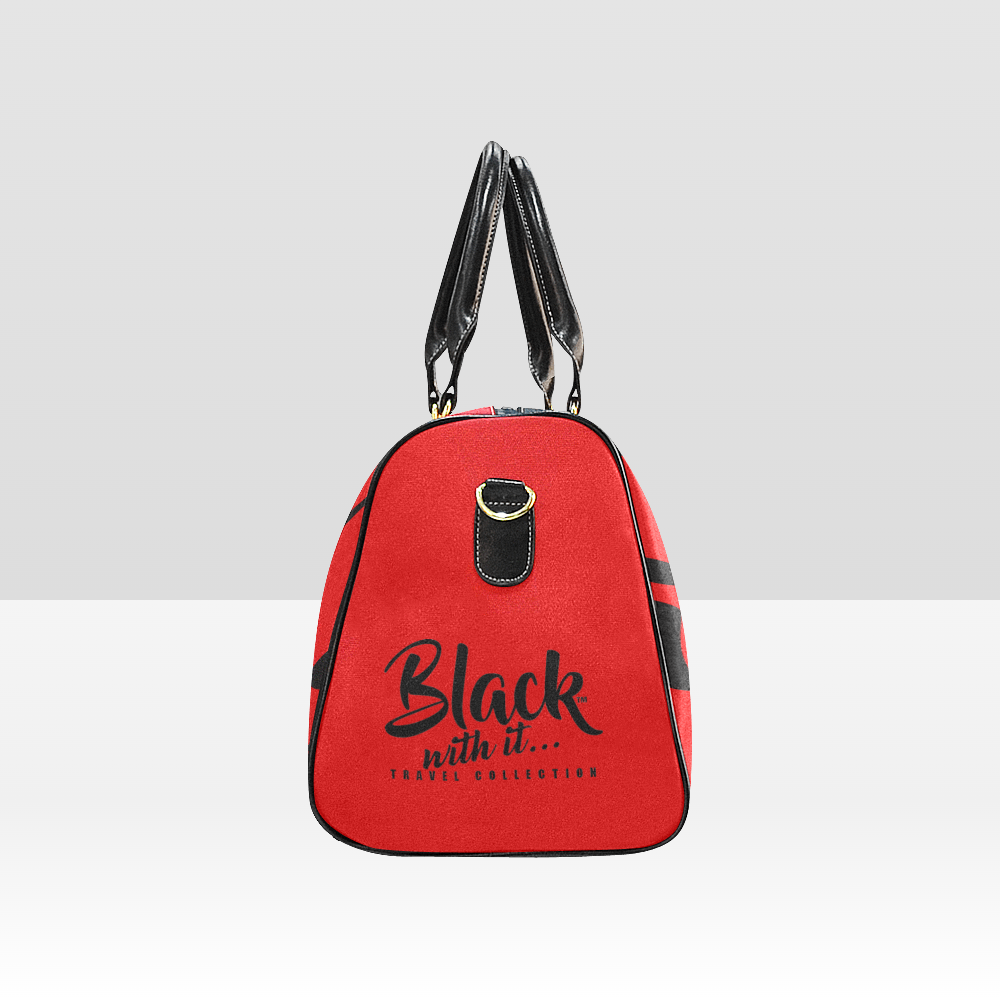 BWI Luxury Travel Bag-Red w/ Black Font-Black Strap/Large(Made To Order)