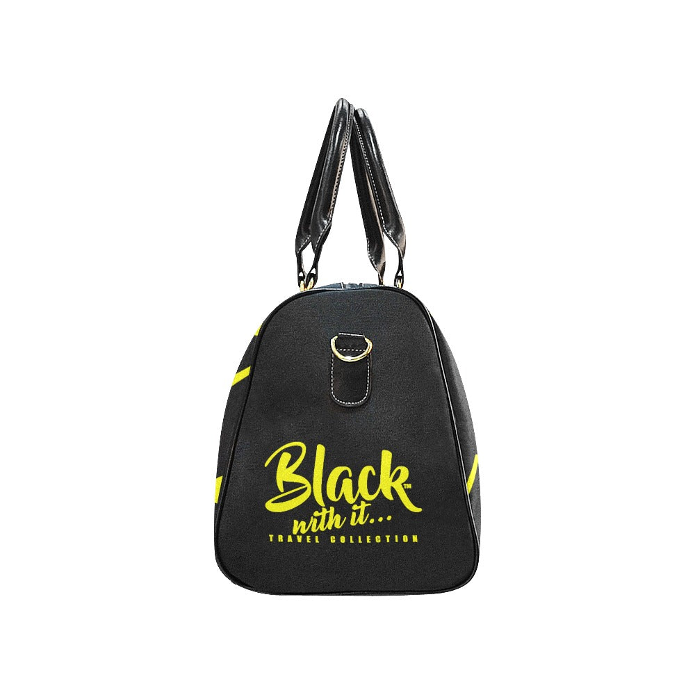BWI: Luxury Travel Bag: Black w/ Yellow Font Large Travel Bag New Waterproof Travel Bag/Large (Model 1639)